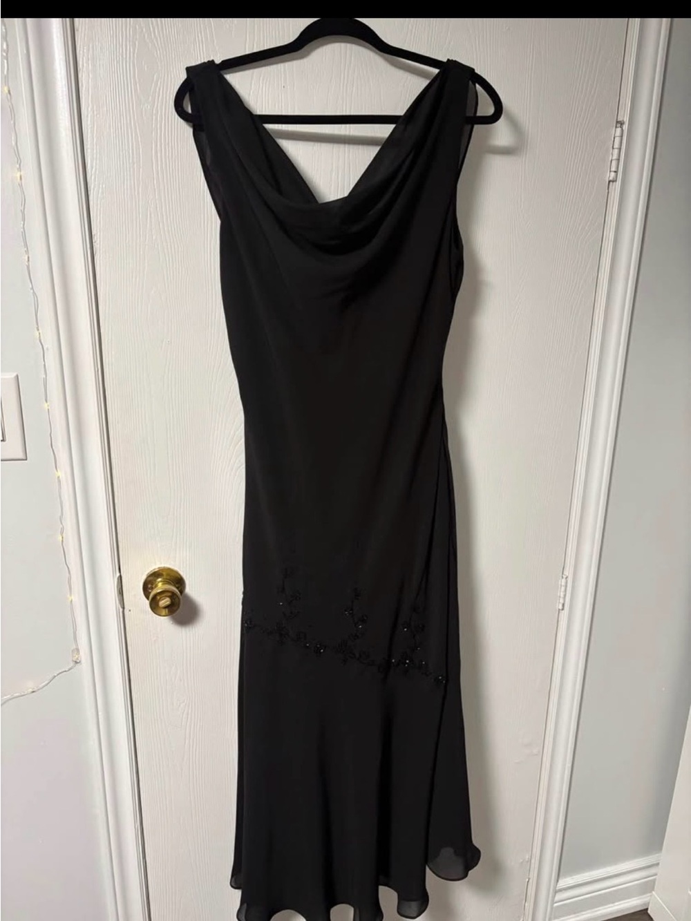 Black Cowl Neck Evening Dress
